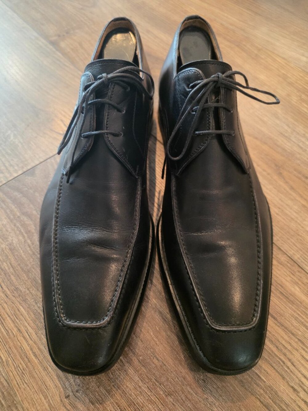 Magnanni Black Leather Apron Split Toe Dress Oxfords Derby Shoes 13723 Size 10